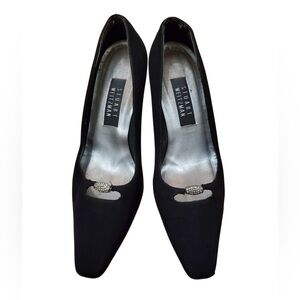 Stuart Weitzman Black Vintage Women's Heel Diamanté Accent Shoes!
